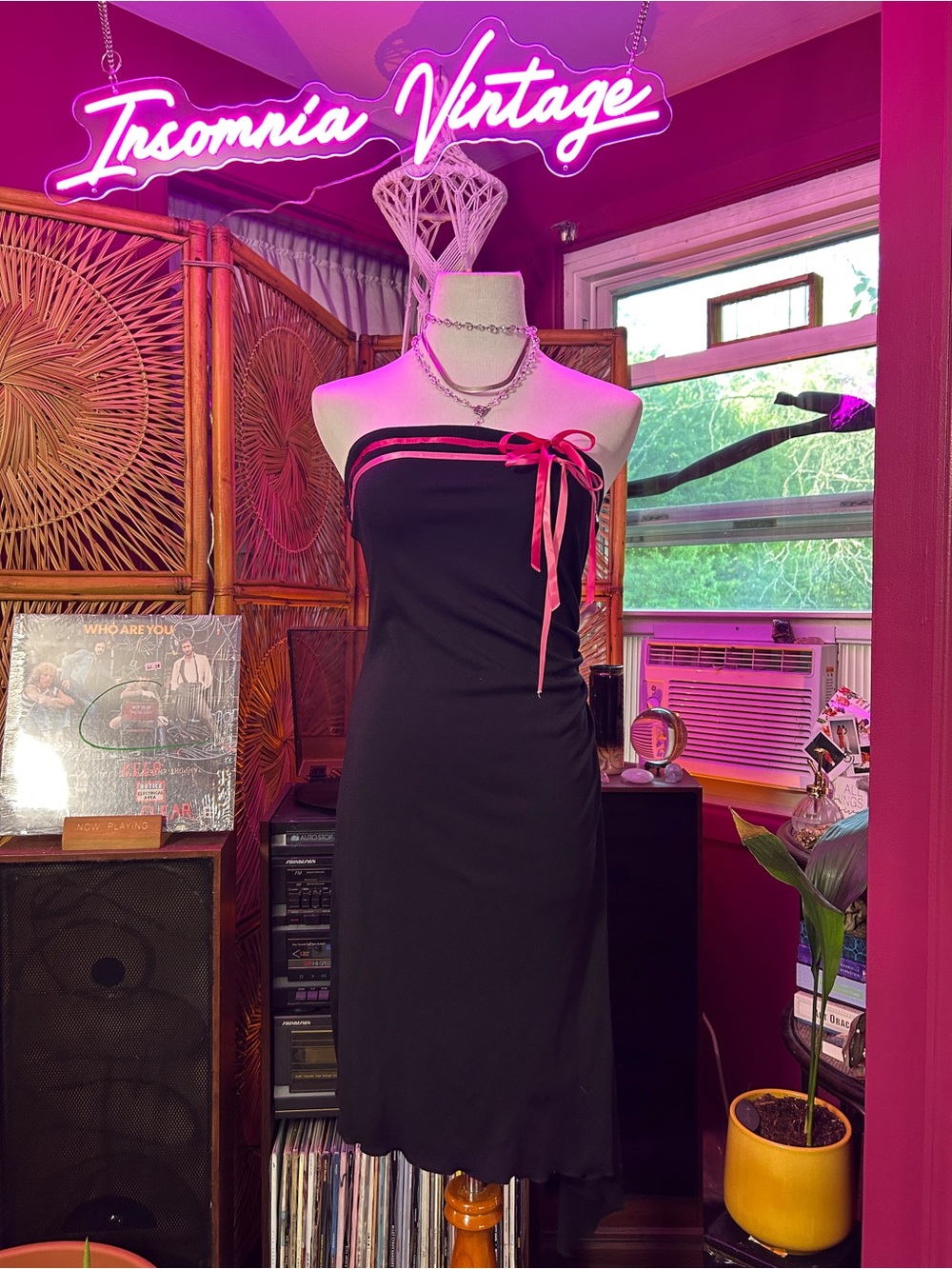 Strapless BYER TOO! Black Dress with Pink Ribbon Accent
